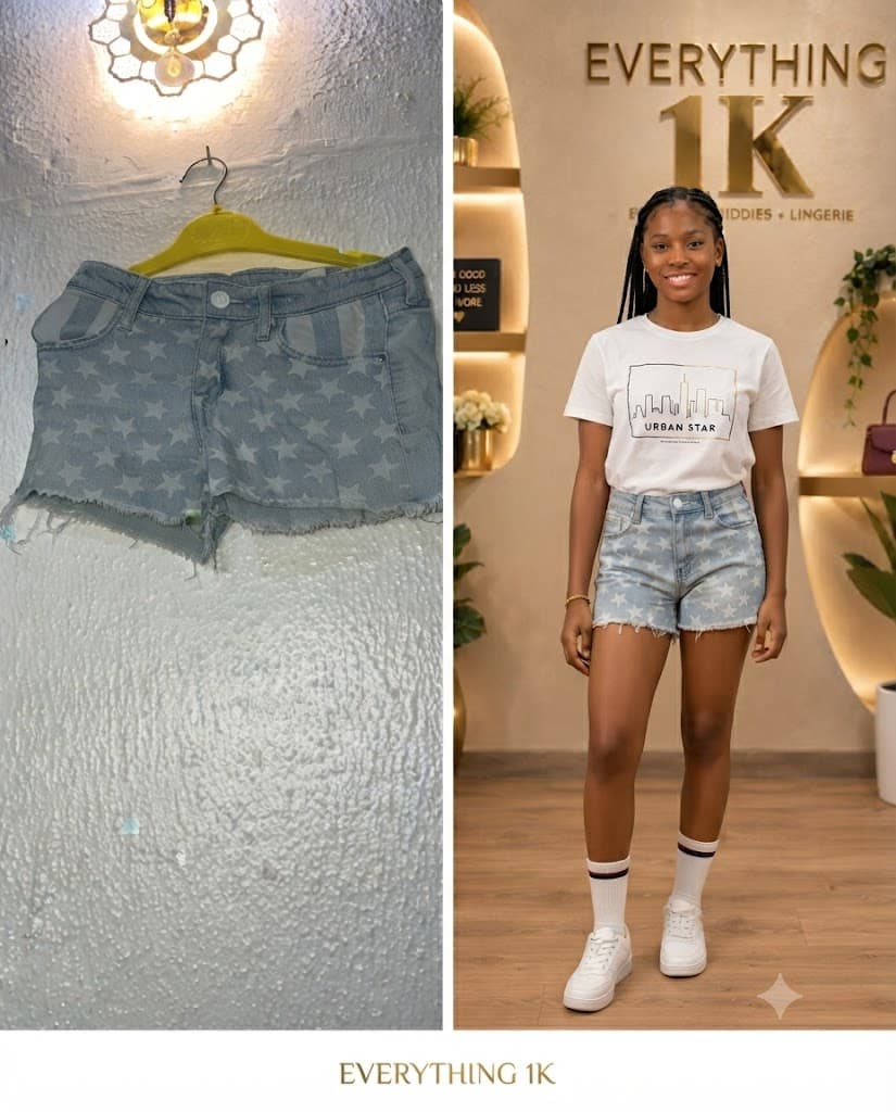 Girls Star Print Distressed Denim Shorts 13-15 Years