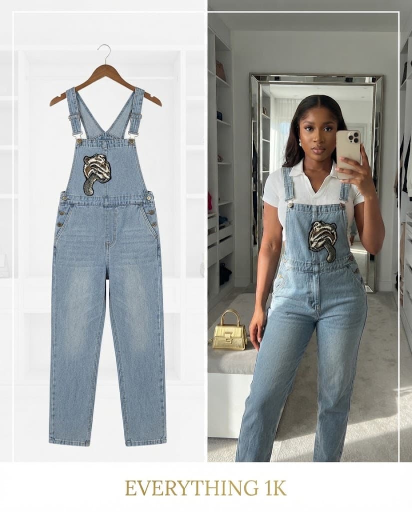 Unisex Embroidered Animal-Patch Overalls