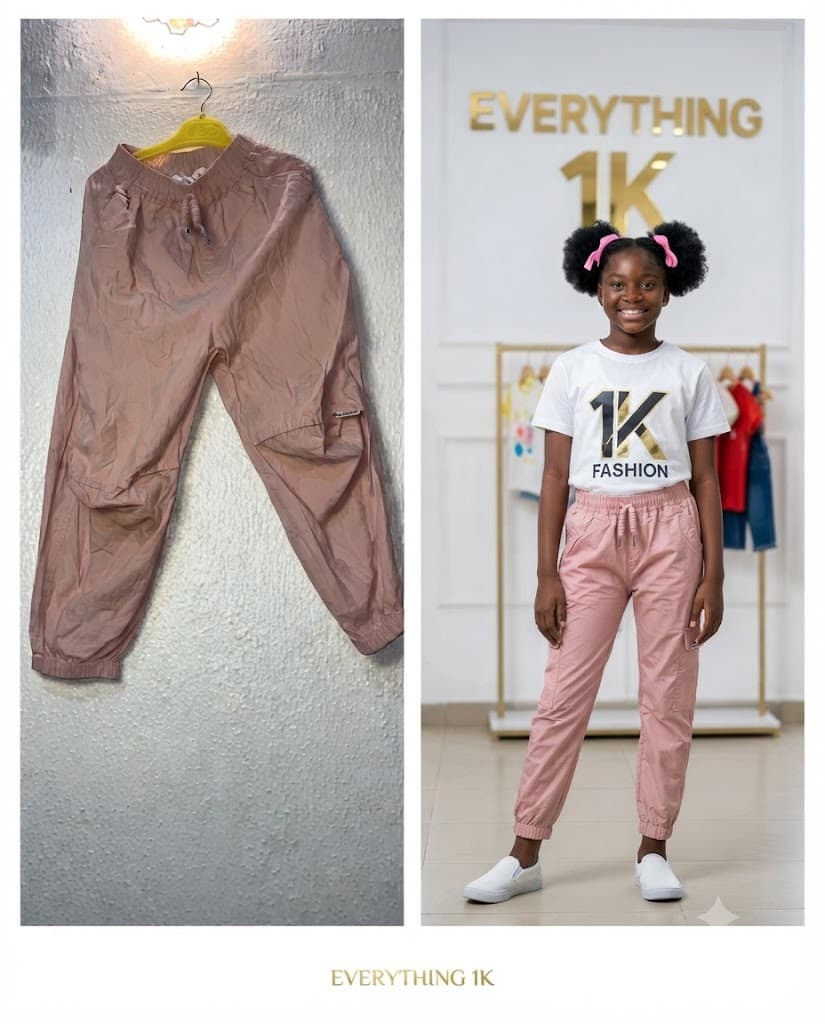Girls Dusty Pink Cargo Pants 7-9 Years