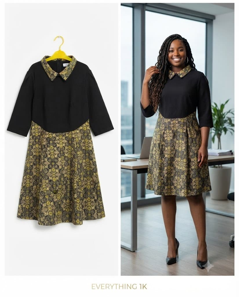 Elegance Corporate Color-Block Midi Dress