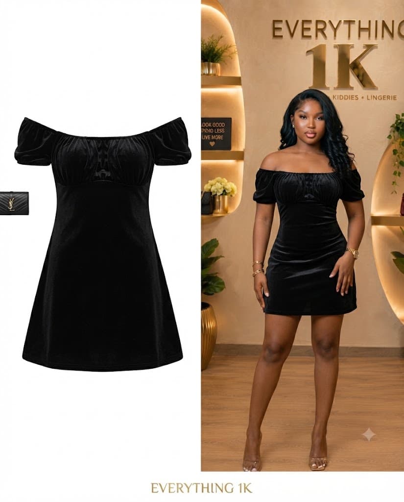 Black Velvet Off-the-Shoulder Mini Dress