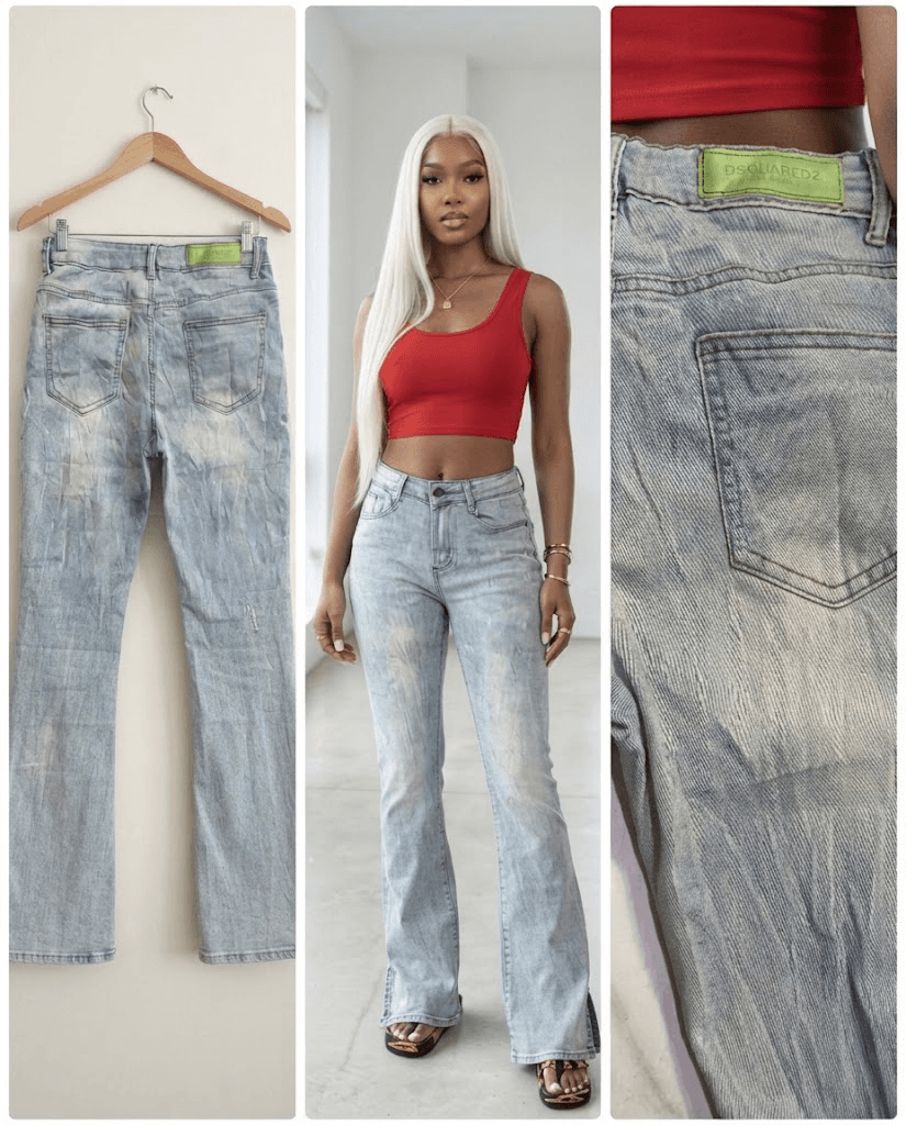 Neon-Tagged Light Wash Bootcut Jeans 26/27