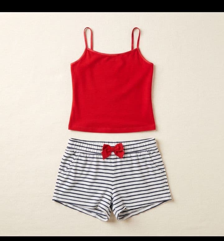 Red Tank & Navy Stripe Sleep Shorts Set