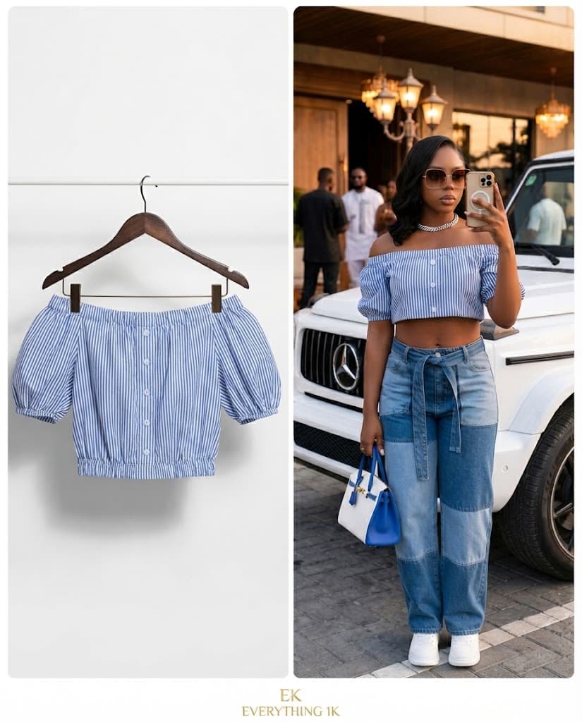 Pre-loved Off-the-Shoulder Striped Crop Top