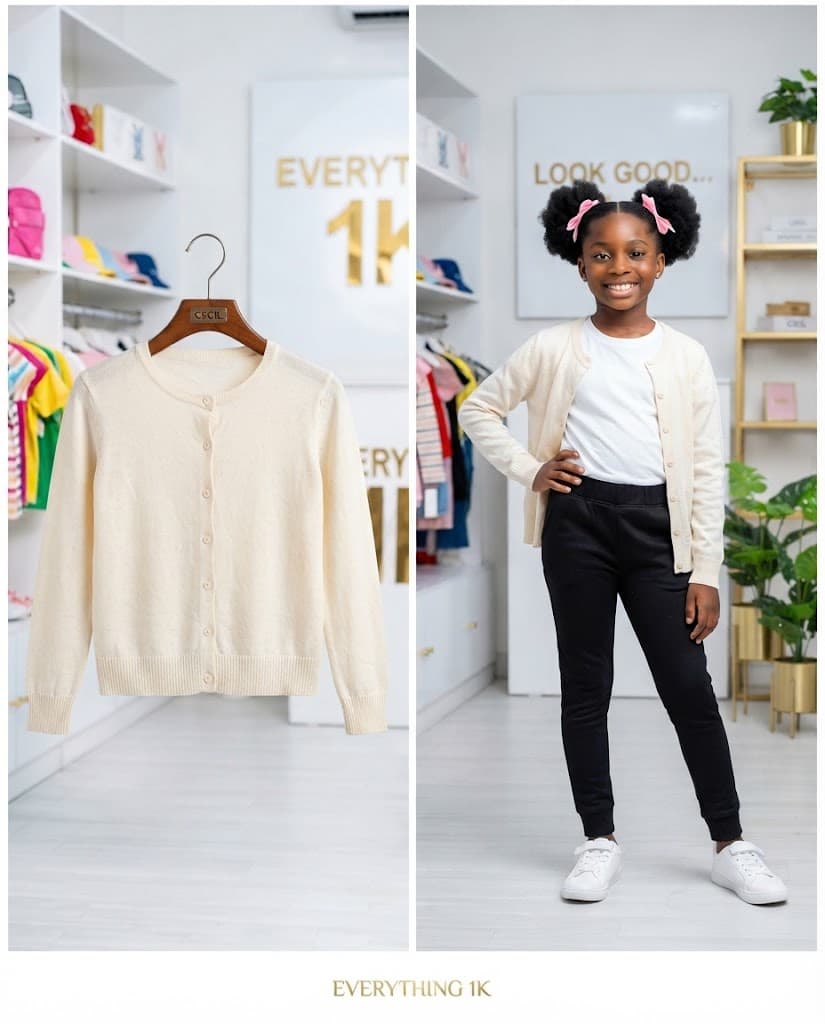 Cream Button-Down Cardigan (Ages 9-10)