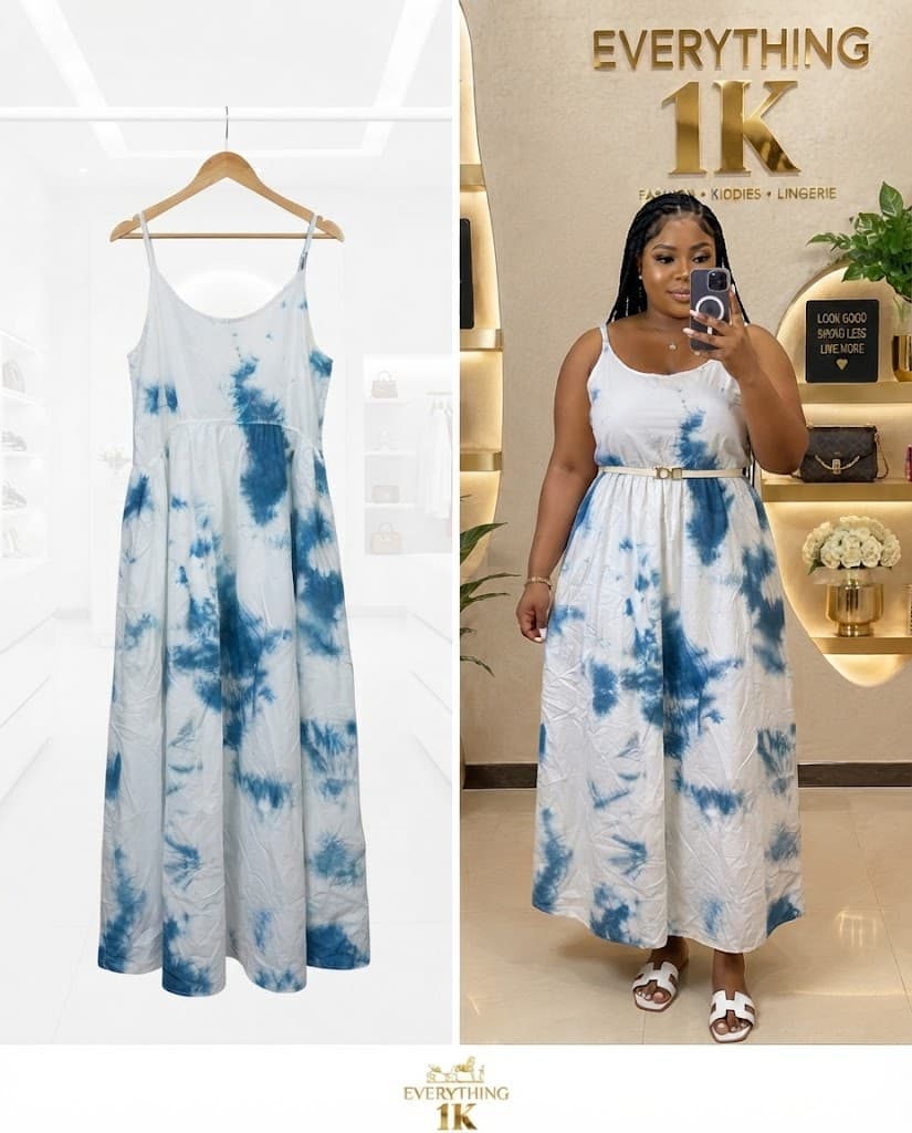 Blue Tie-Dye Midi Dress