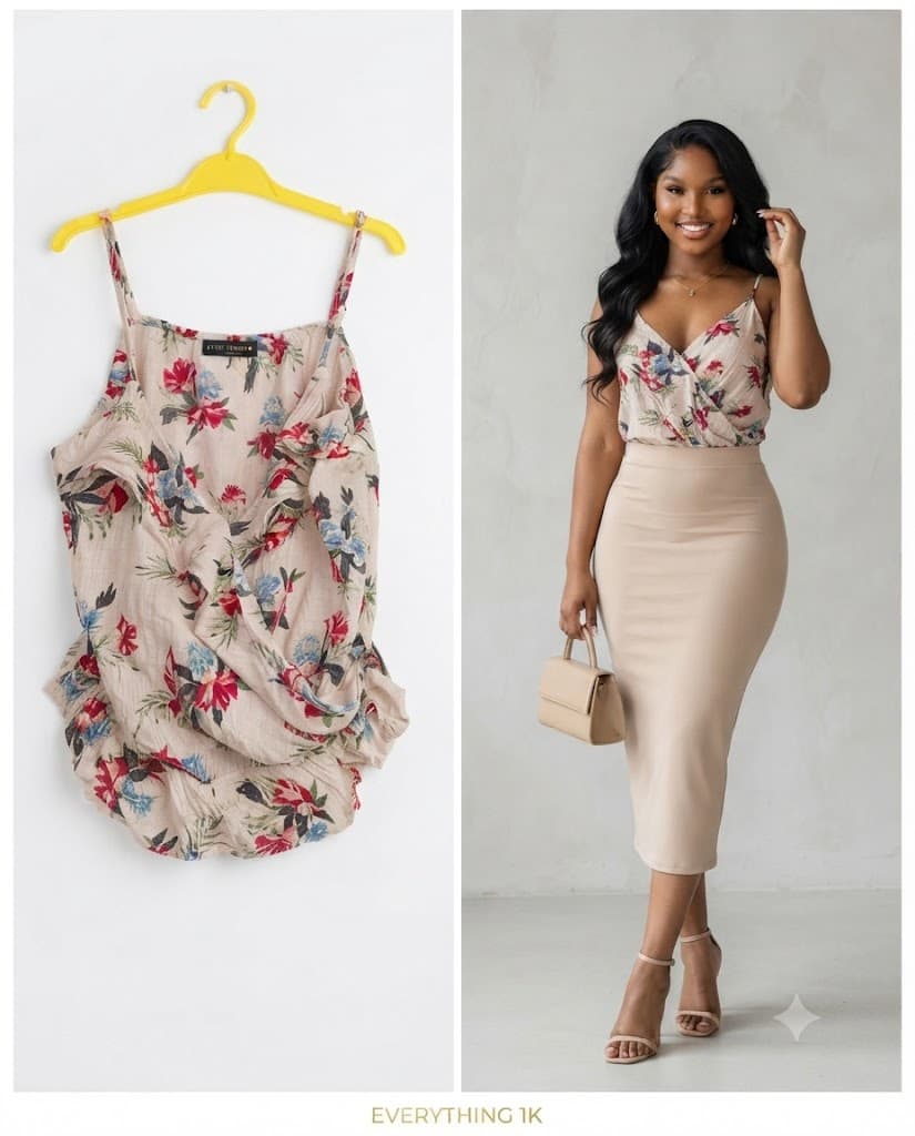 Ladies Floral Print V-Neck Cami Top