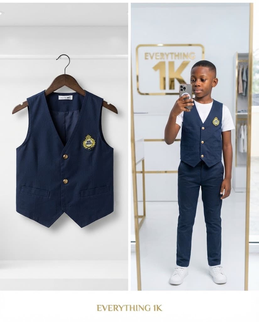 Pre-loved Crest Badge Button-Up Vest 6-9 years