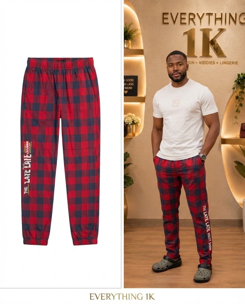 Red & Navy Buffalo Check Men's Joggers