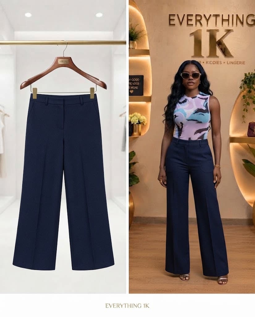 Black Wide-Leg Trousers (Regular Length, Waist 26/27)