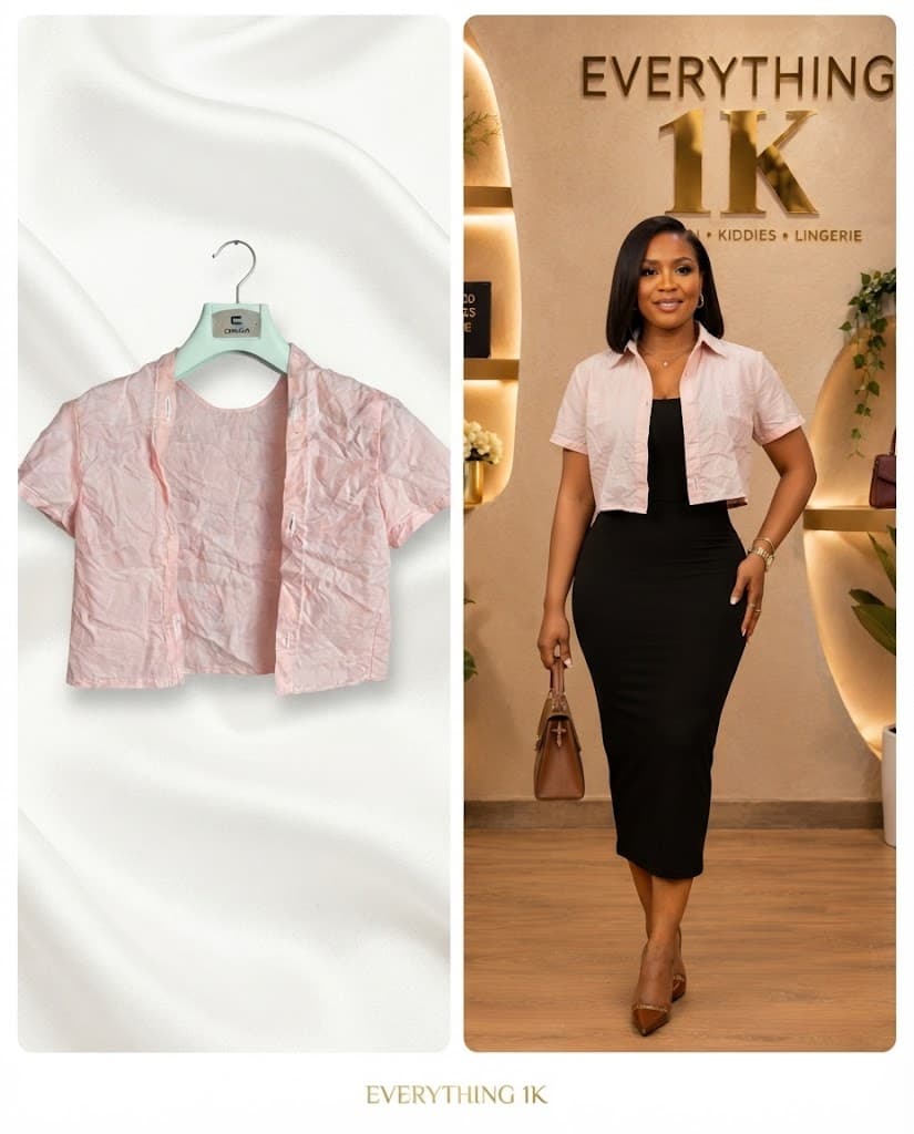 Casual Pink Crop Button-Down Shirt