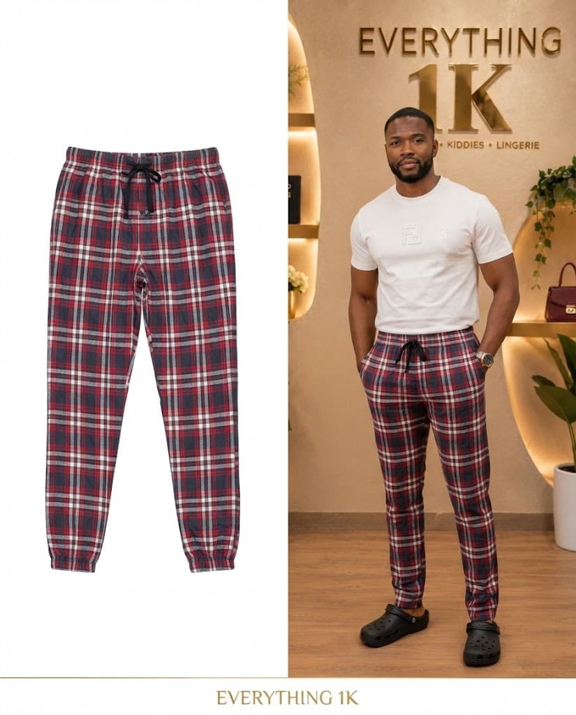 Dark Plaid Men's Drawstring Jogger Trousers