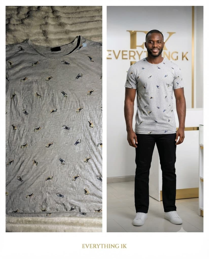 All-Over Print Bird Pattern Tee