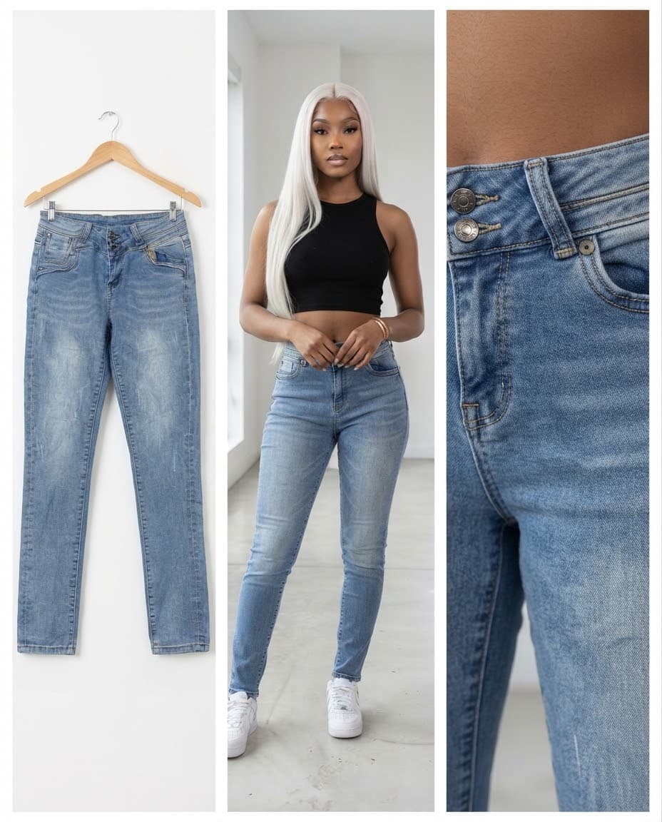 Double-Button Mid-Rise Skinny Jeans 26