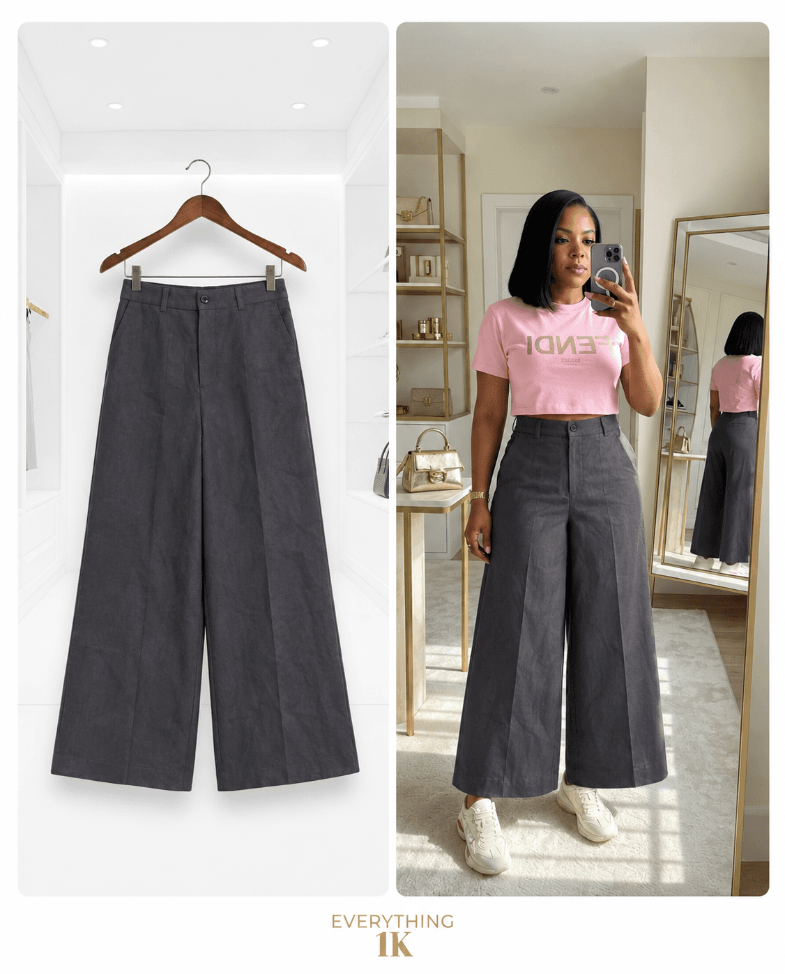 Dark brown Wide-Leg Cropped Jeans Waist 28/30