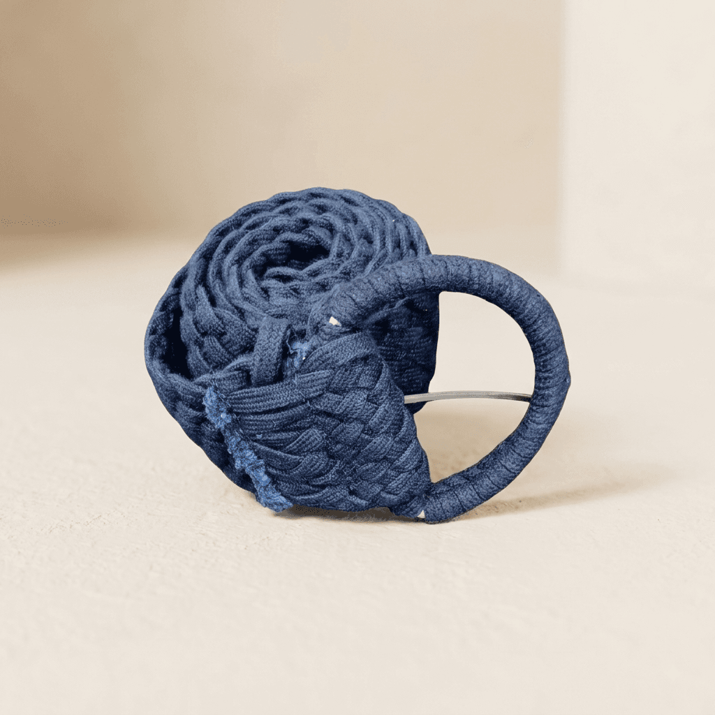 Braided Fabric Belt with Woven Covered Buckle
