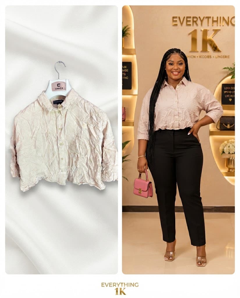 Casual Light Pink Crinkled Long-Sleeve Button-Down Shirt