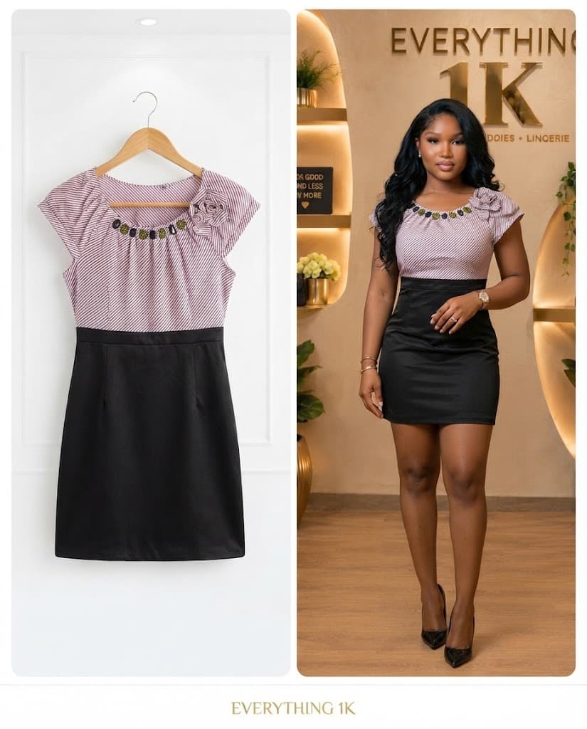 Striped Bodice & Black Skirt party Mini Dress