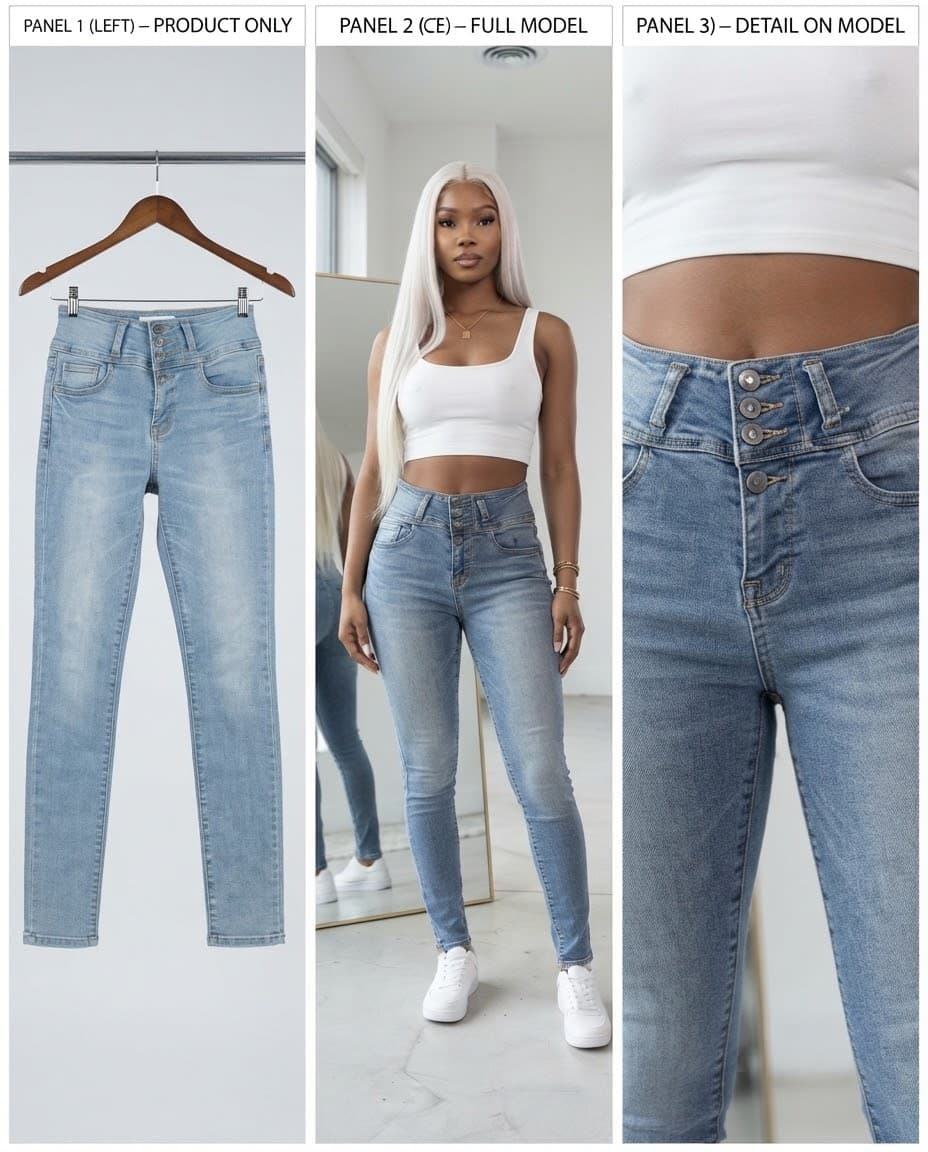 Light Blue Multi-Button High-Waist Skinny Jeans 28/30