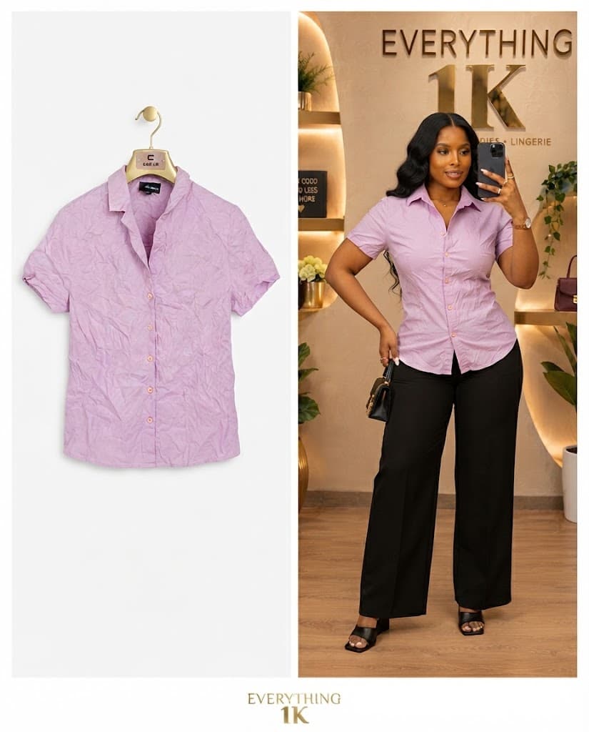 Corporate Light Purple Crinkled Button-Down Shirt