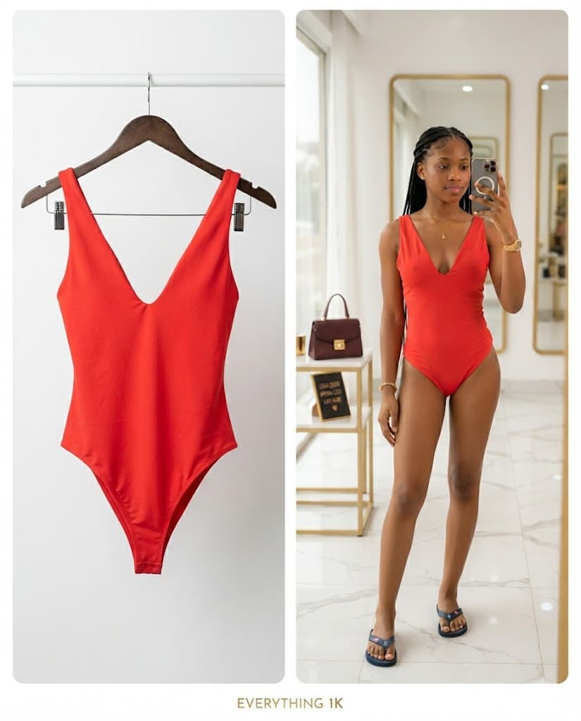 Crimson Plunge High-Cut One-Piece