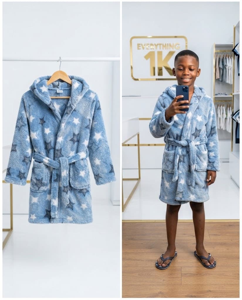 Starry Blue Hooded Bathrobe 3-5 Years