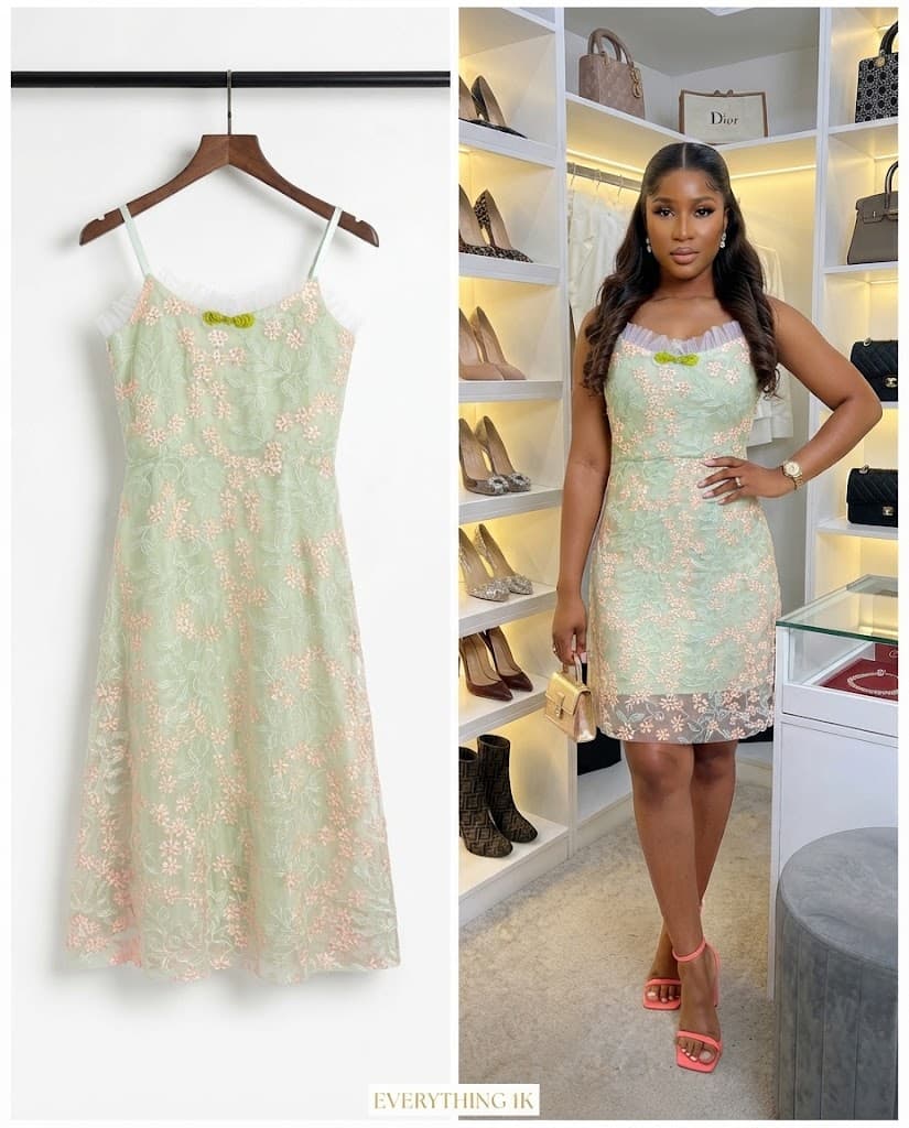 Sage Green Embroidered Slip Dress