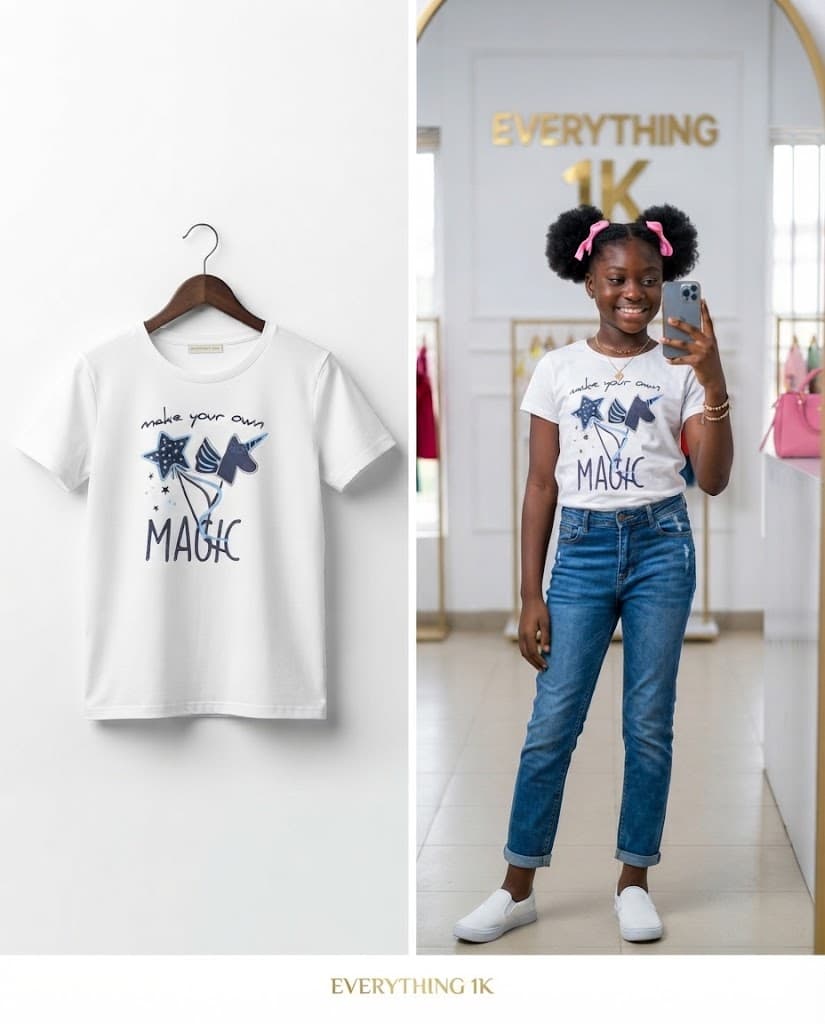 Pre-loved Graphic T-Shirt ("Make Your Own Magic") 7-10 years,