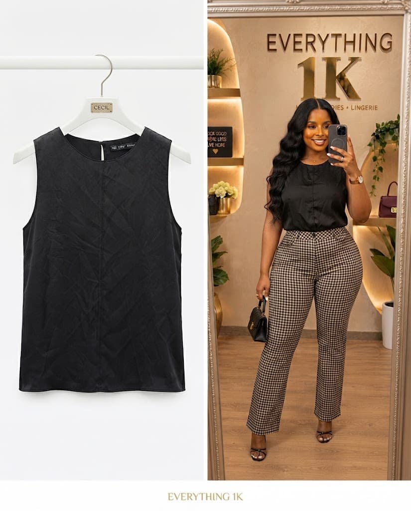 Black Corporate Satin Tank Top