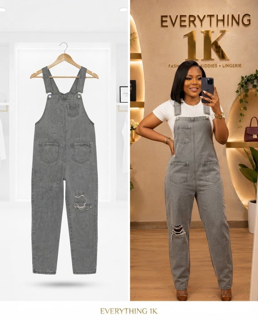 Charcoal Gray Distressed Overalls