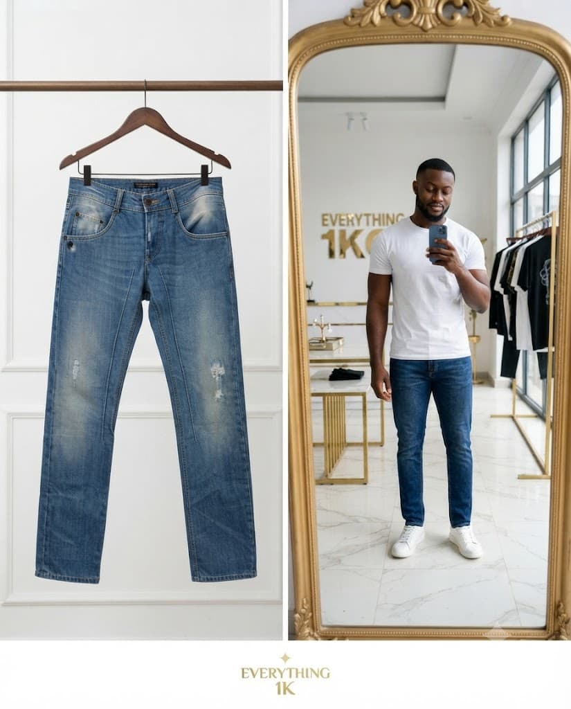 Lightly Distressed Slim-Fit Denim Jeans