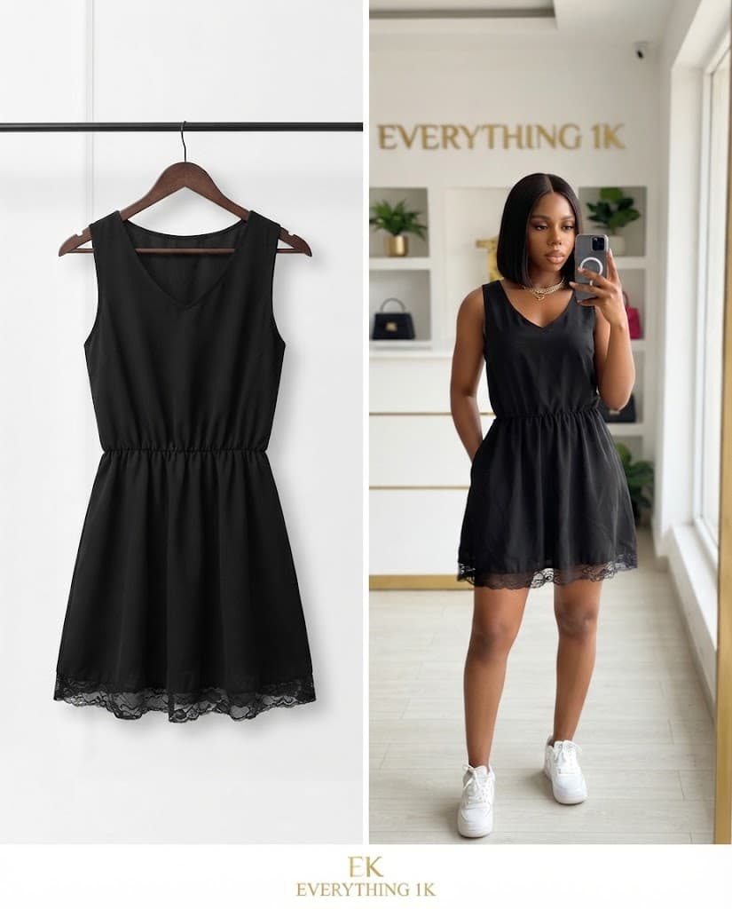Pre-loved Sleeveless Lace-Trim Mini Dress