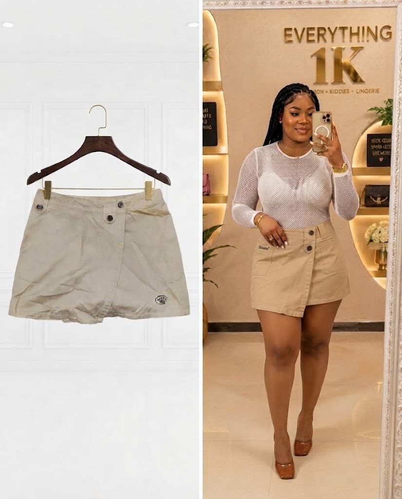 Khaki Utility Pocket Mini Skirt