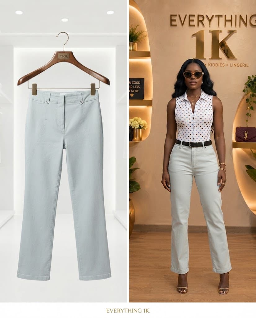 Light Mint Green Straight-Leg Trousers (Short Length, waist 29/30)