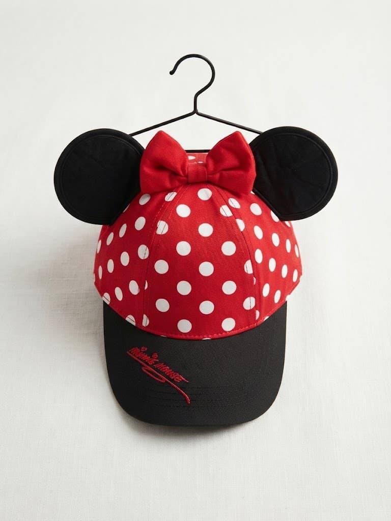 Kids Red and Black Polka Dot Minnie Mouse Ears Cap