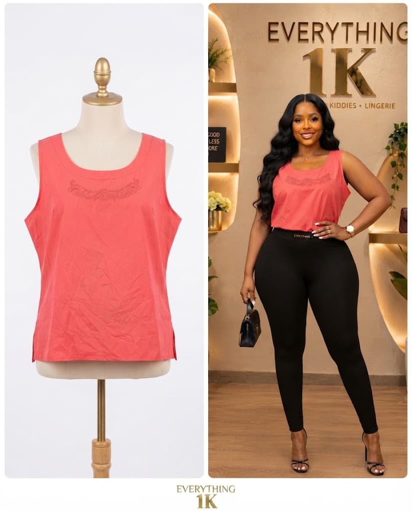 Coral Casual Scoop-Neck Tank Top