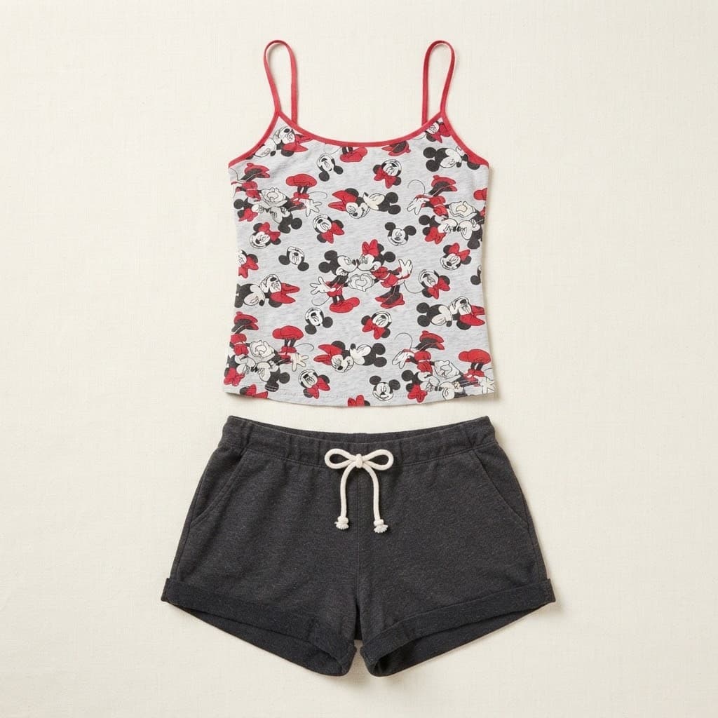 Mickey & Minnie Mouse Cami & Dark Gray Lounge Shorts Set