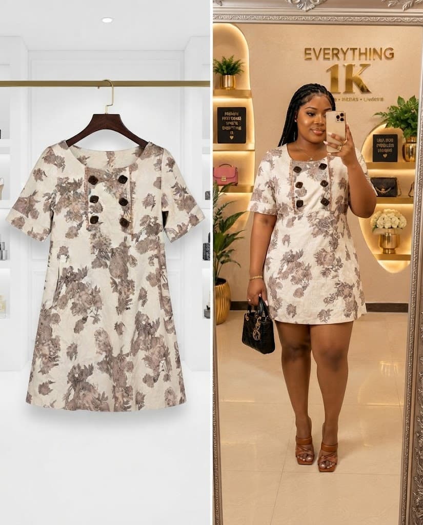Cream Floral Print Short Sleeve party Mini Dress