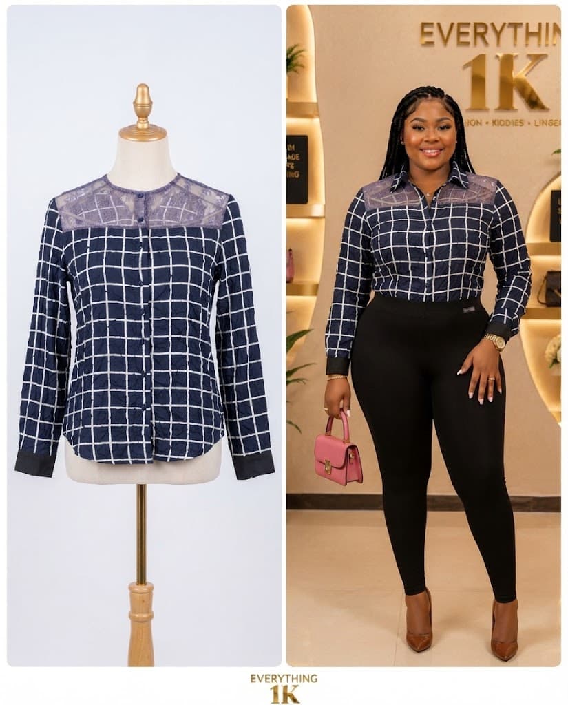 Blue Corporate Grid-Pattern Shirt