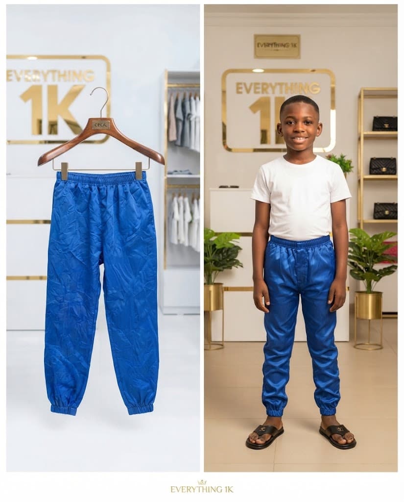 Royal Blue Satin Jogger Pants (Ages 5-6)