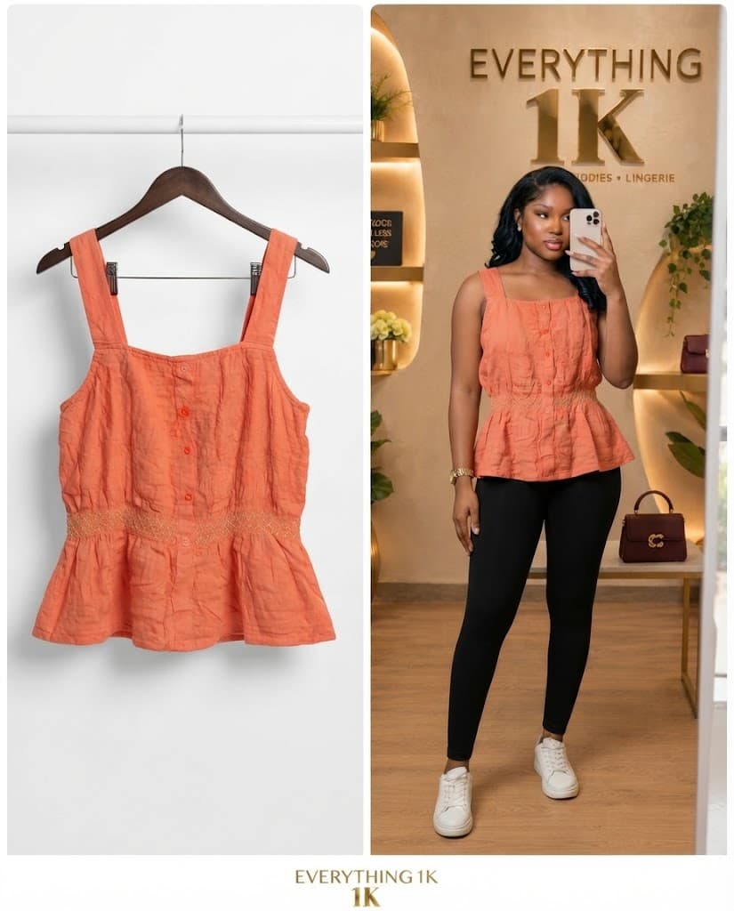 Peach Peplum Tank Top