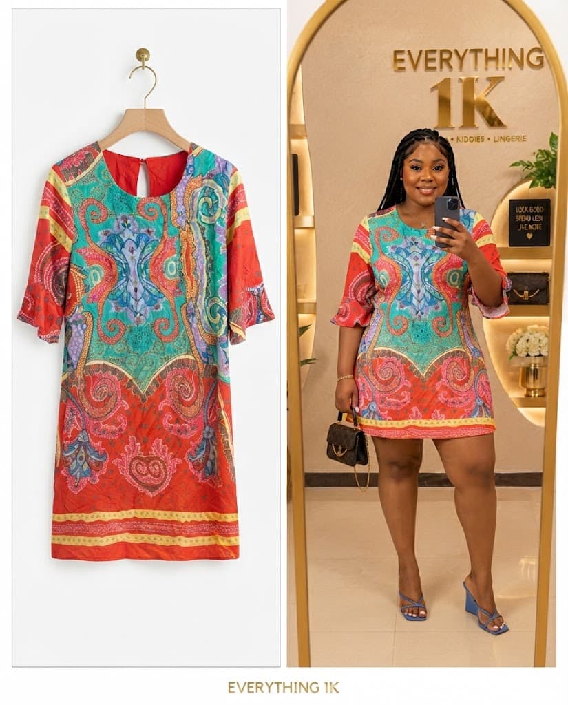 Vibrant Paisley Print Shift Dress