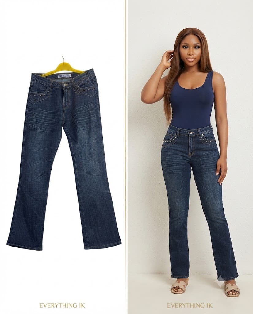 Studded Embellished Bootcut Jeans