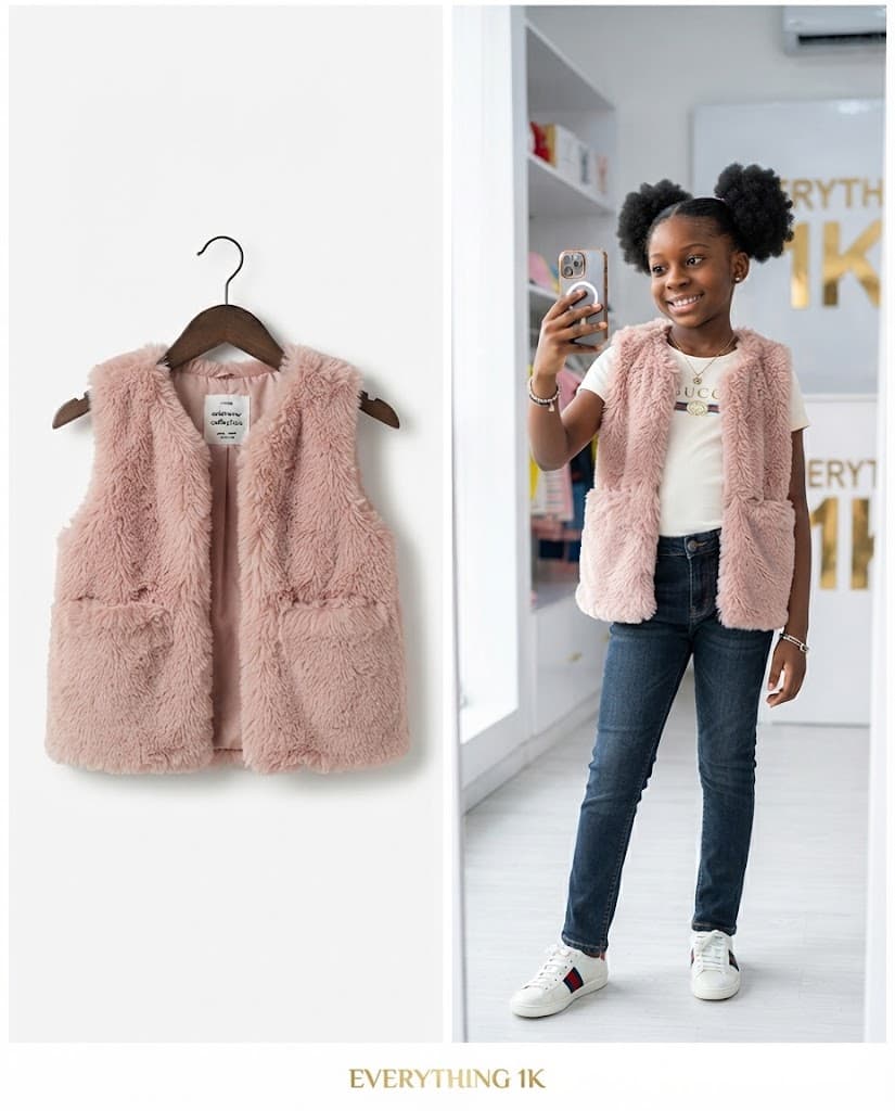 Girls Plush Faux Fur Vest 7-10 years