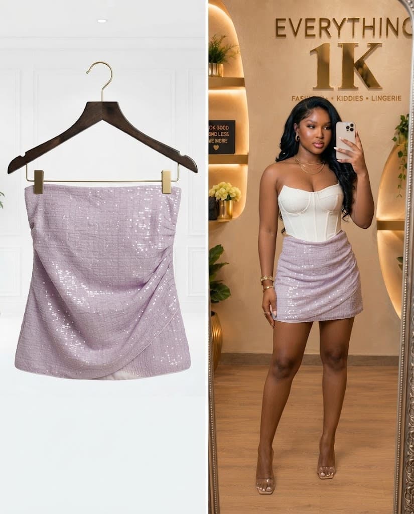 Lavender Sequin-Embellished Wrap Skirt