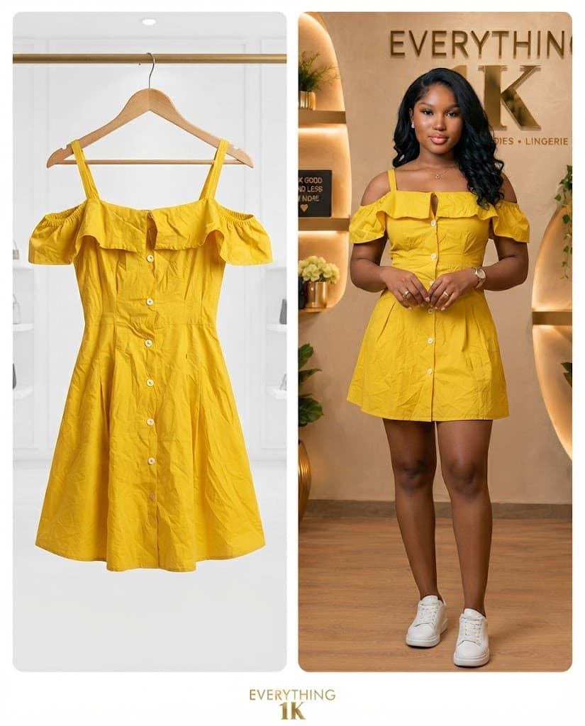 Bright Yellow Off-Shoulder Mini casual Dress