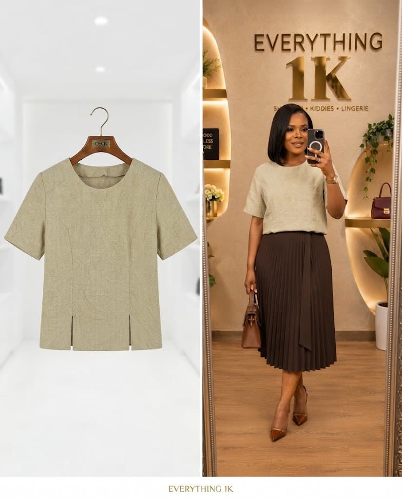 Olive Green Boat-Neck Corporate Blouse