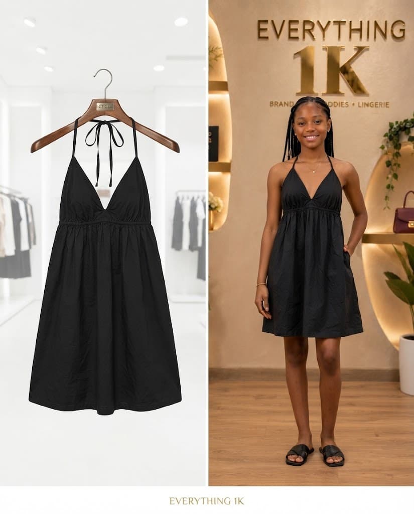 Classic Black Halter Neck Summer Dress (Ages 11-12)