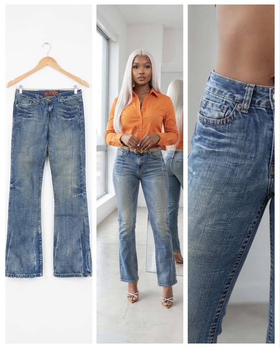 Classic Mid-Wash Flare Leg Jeans 30