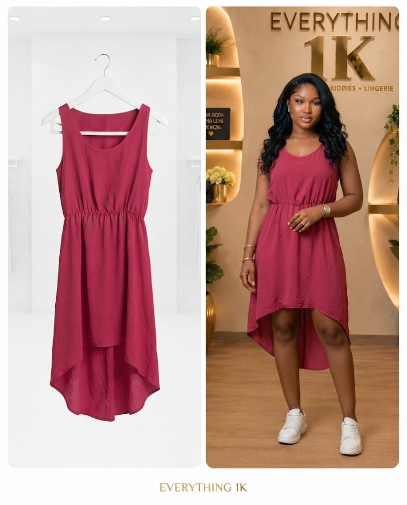 Wine High-Low Sleeveless casual Dress